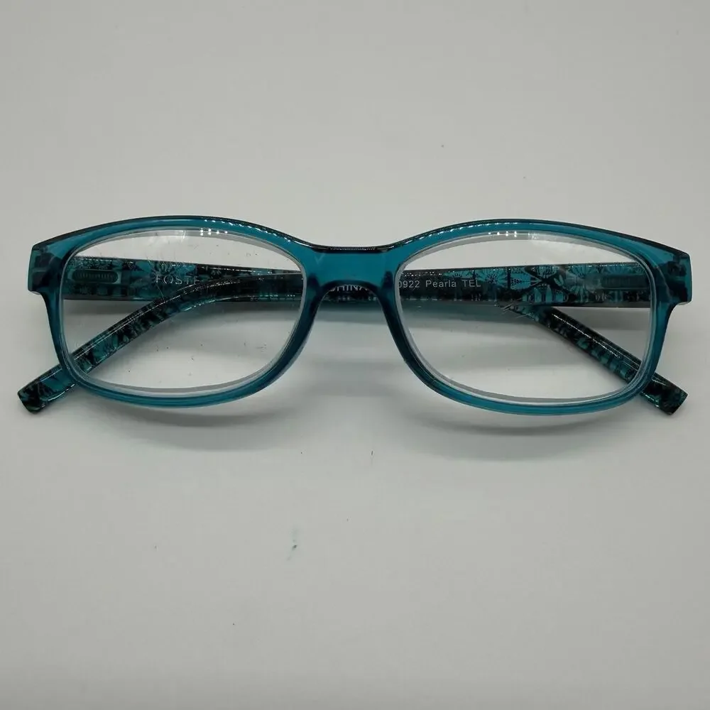 Foster Grant Pearla Teal Women’s Reading Glasses +3.25 53-16-144 Floral Frames